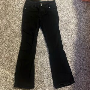 flared black washed jeans, size 12